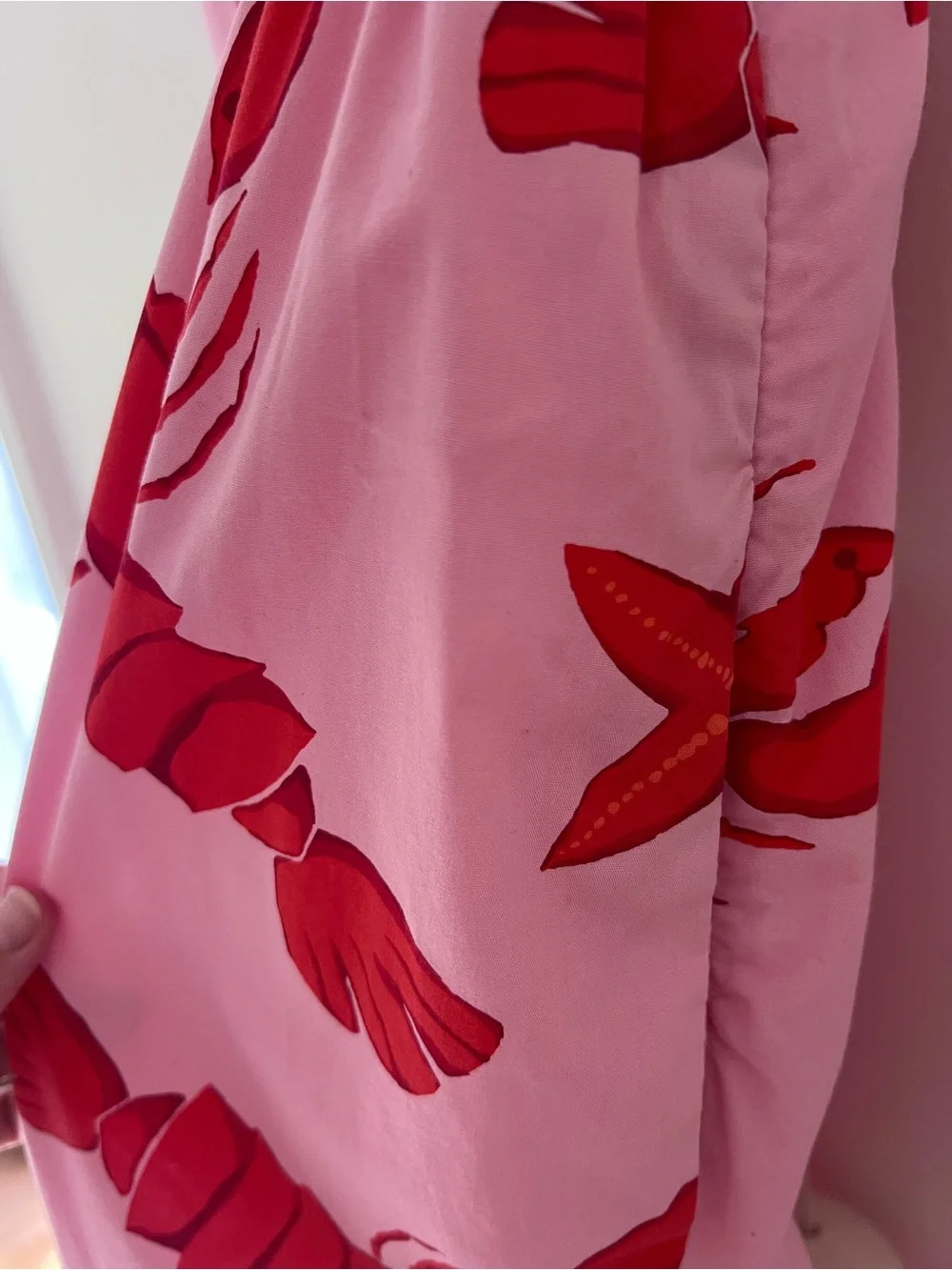 J. Crew Pink Midi Dress with Red Lobster Print size 4